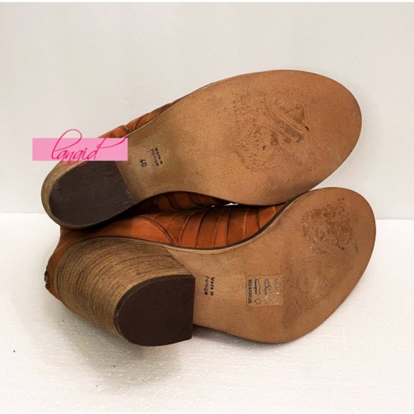 NEW Free People Hybrid Heel Boots Terracotta Tan Destroyed Leather Ankle Booties - Picture 9 of 12